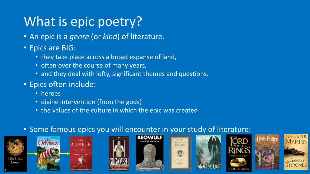 what is epic poetry an epic is a genre or kind