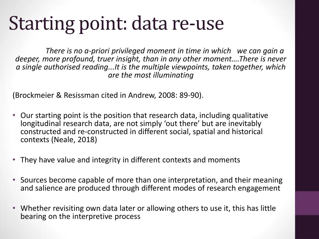 starting point data re use