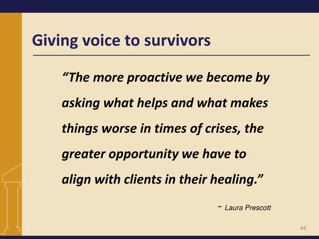 giving voice to survivors