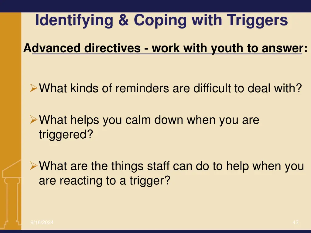 identifying coping with triggers