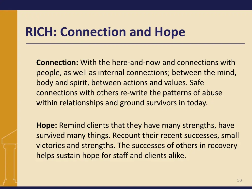 rich connection and hope