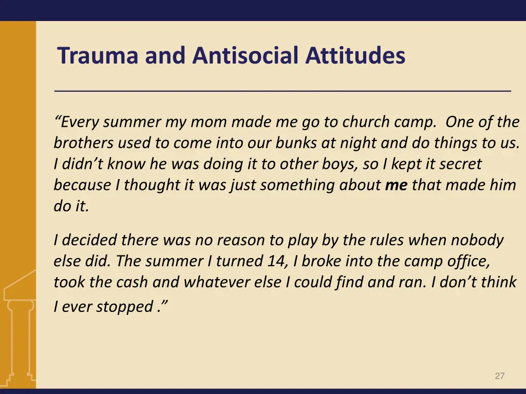 trauma and antisocial attitudes