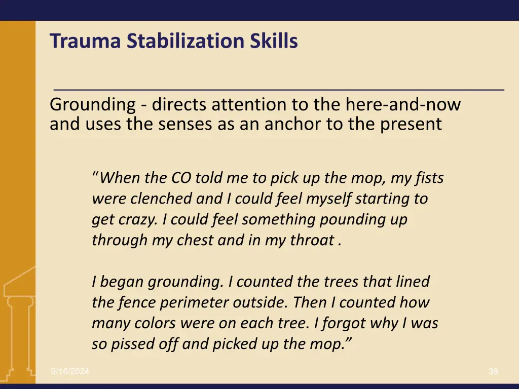 trauma stabilization skills