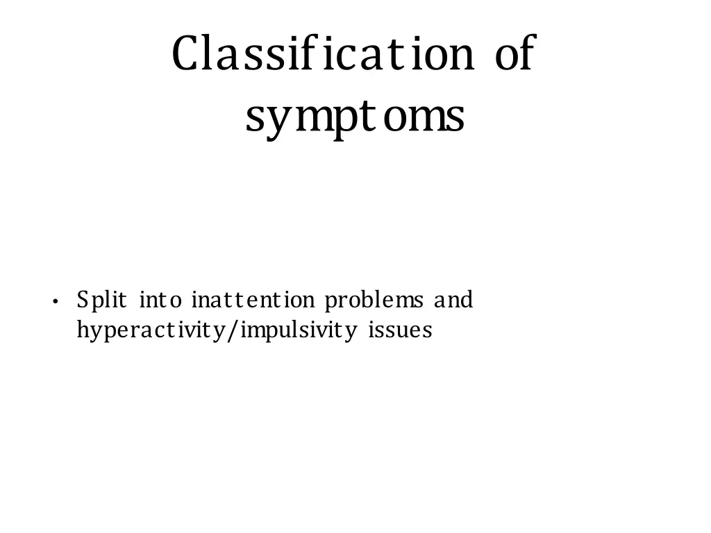 classification of symptoms