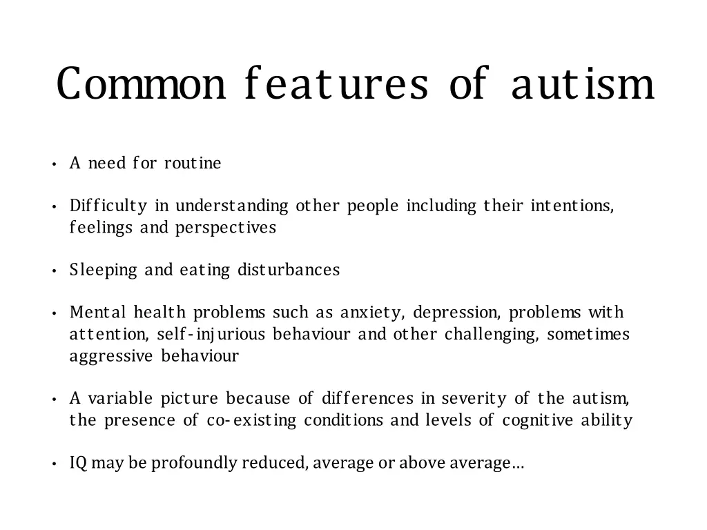 common features of autism