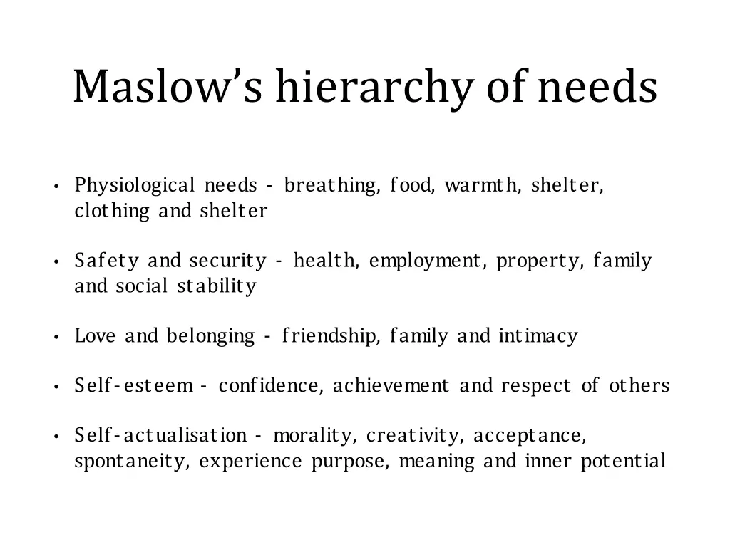 maslow s hierarchy of needs