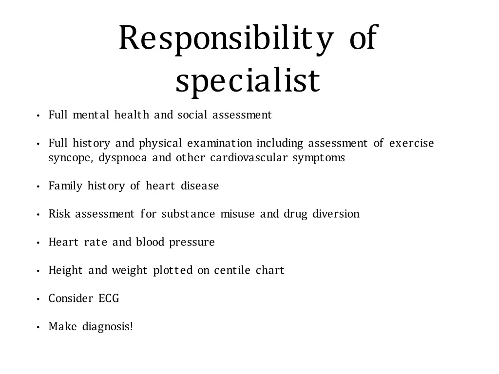 responsibility of specialist