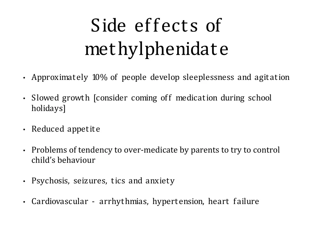 side effects of methylphenidate