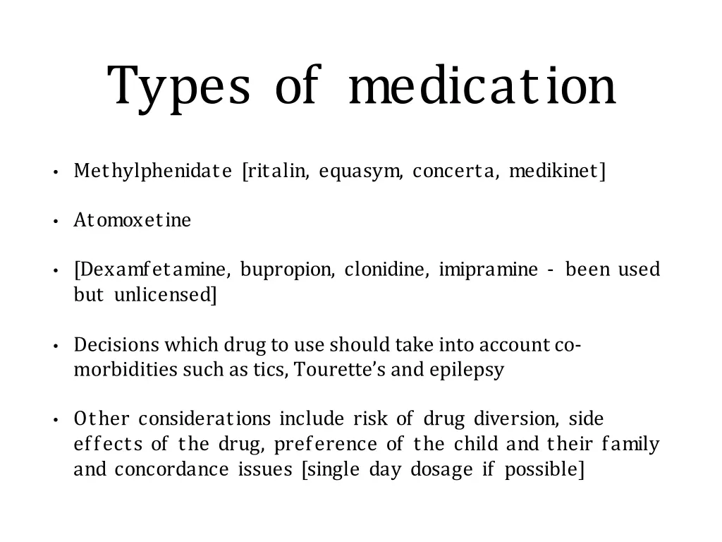 types of medication