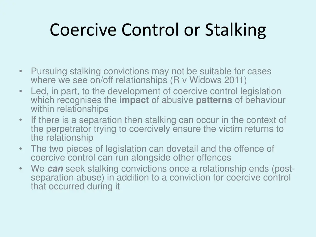 coercive control or stalking