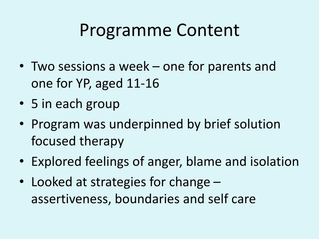 programme content