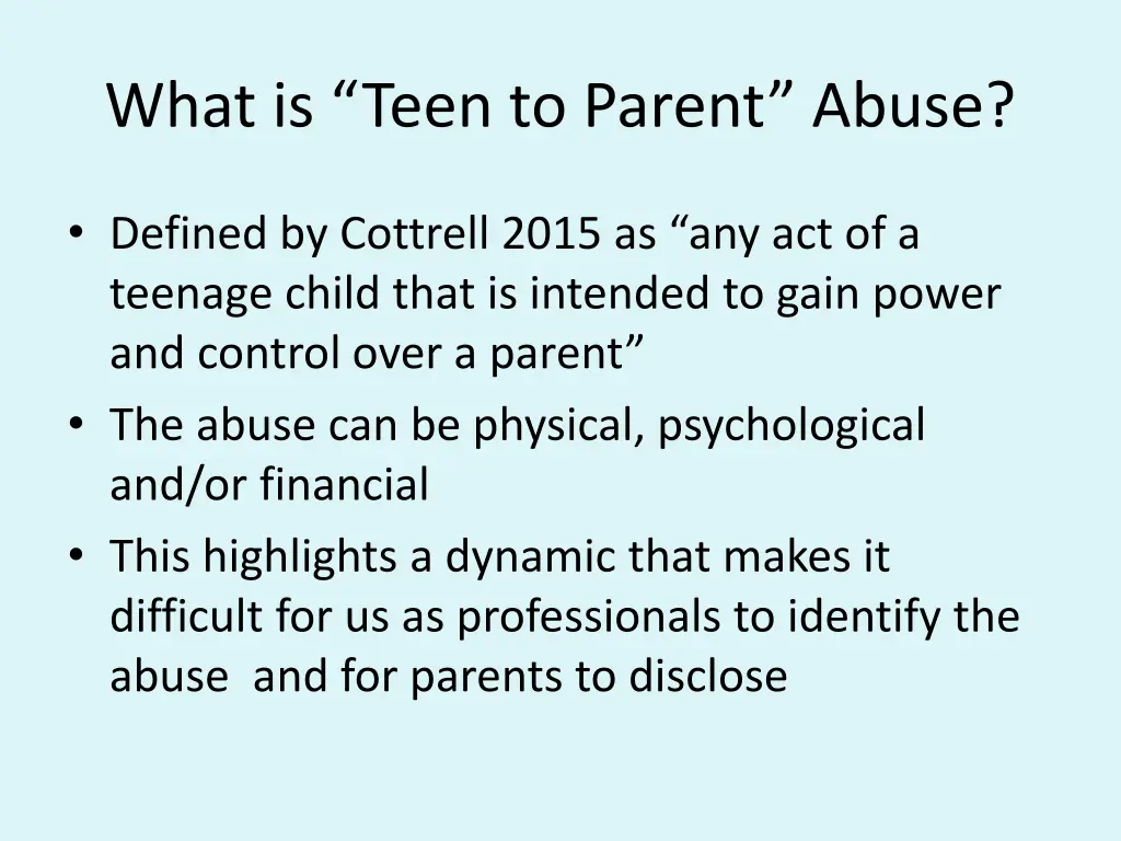 what is teen to parent abuse