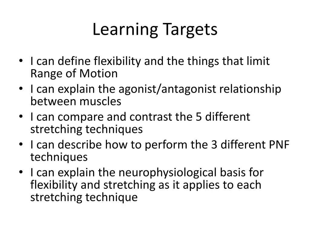 learning targets