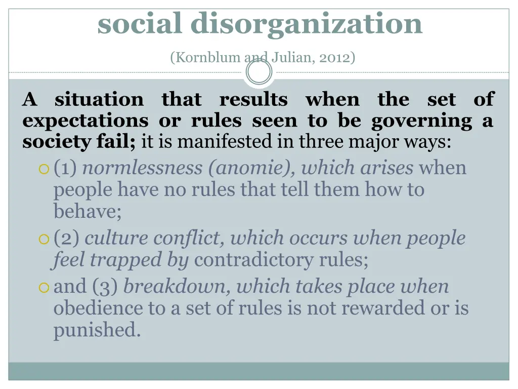 social disorganization kornblum and julian 2012