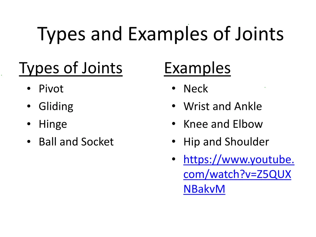 types and examples of joints