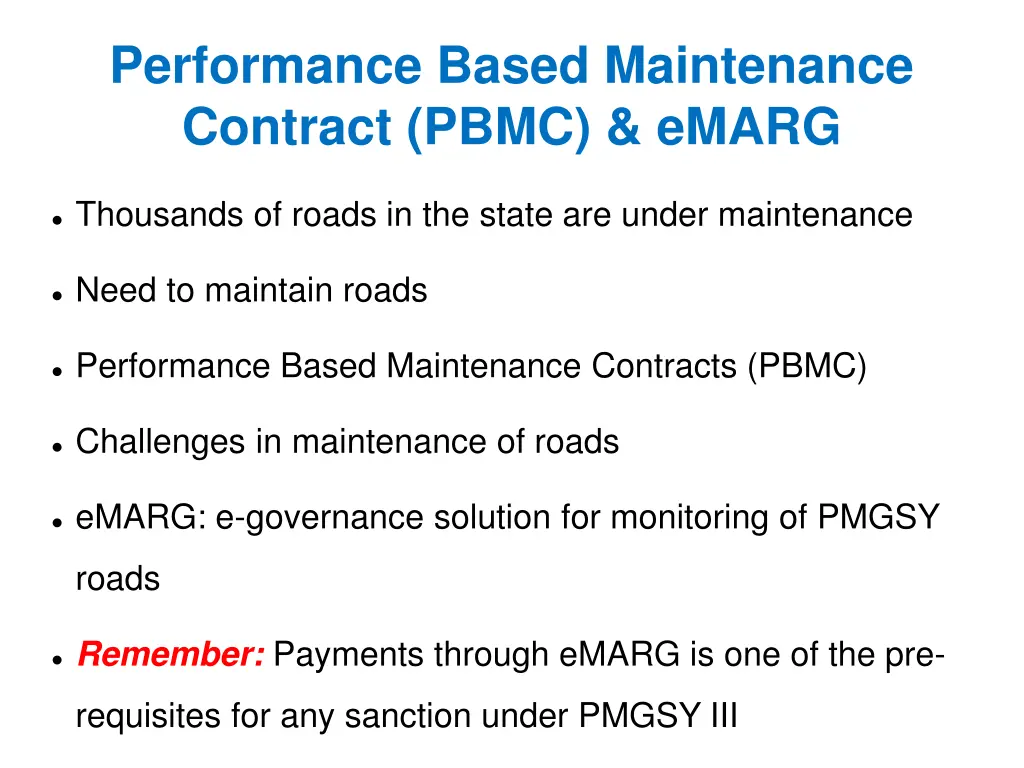 performance based maintenance contract pbmc emarg