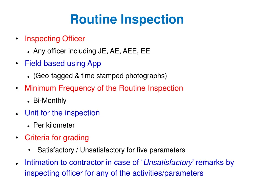 routine inspection