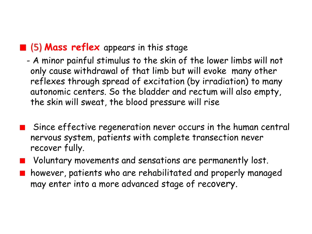 5 mass reflex appears in this stage a minor