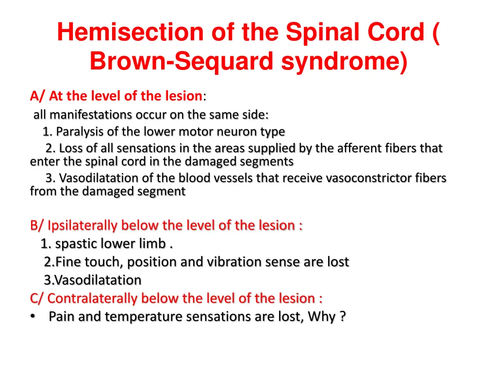 hemisection of the spinal cord brown sequard 1