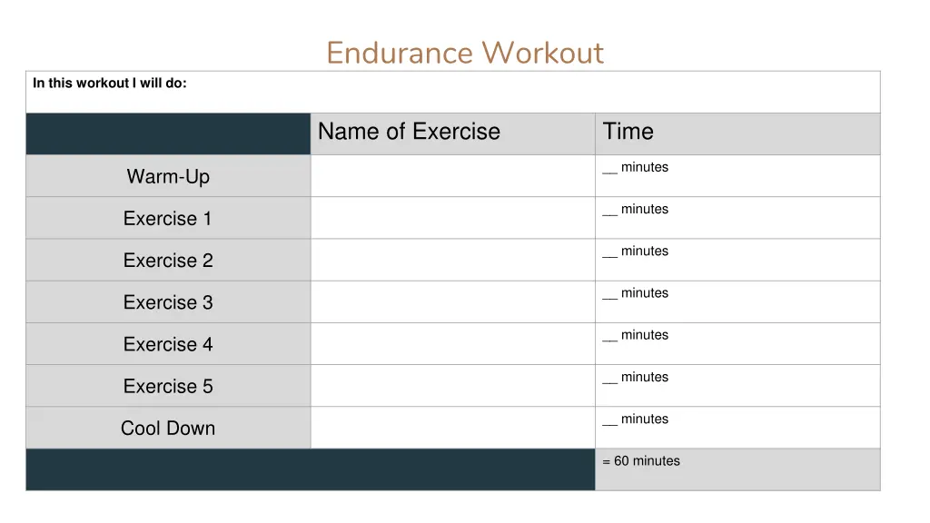 endurance workout