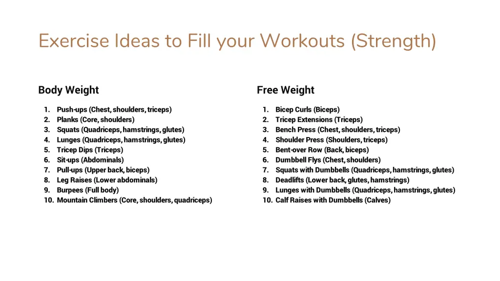 exercise ideas to fill your workouts strength