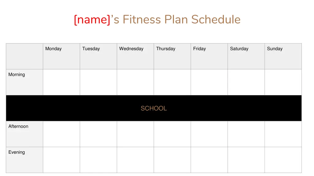 name s fitness plan schedule