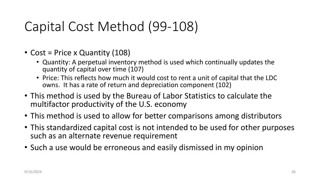 capital cost method 99 108