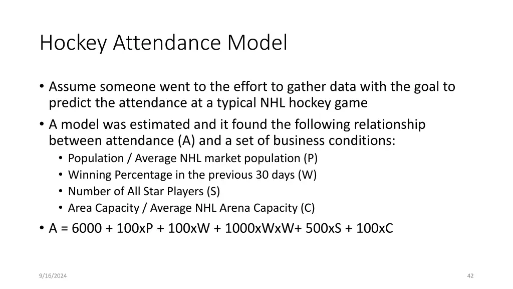 hockey attendance model