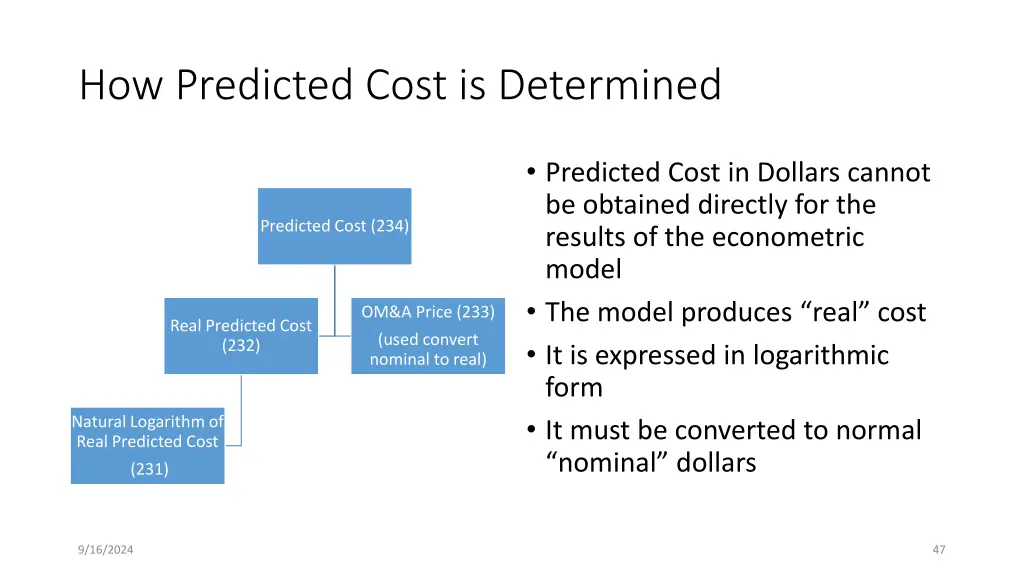 how predicted cost is determined