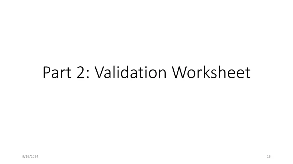 part 2 validation worksheet