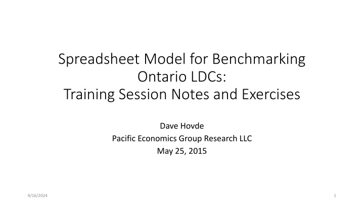 spreadsheet model for benchmarking ontario ldcs