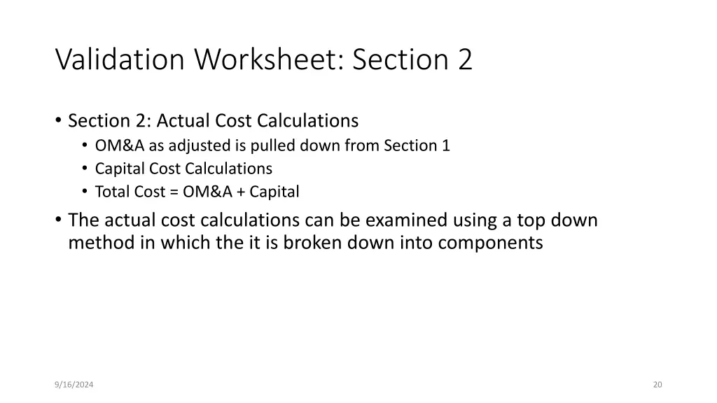 validation worksheet section 2