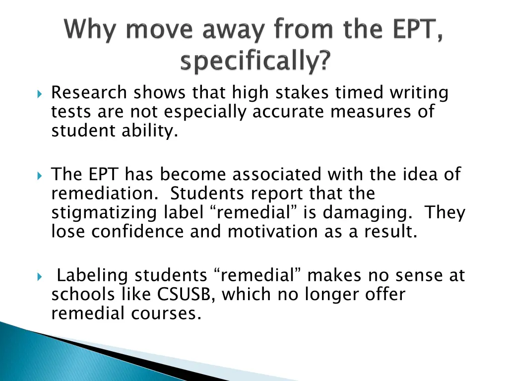 research shows that high stakes timed writing