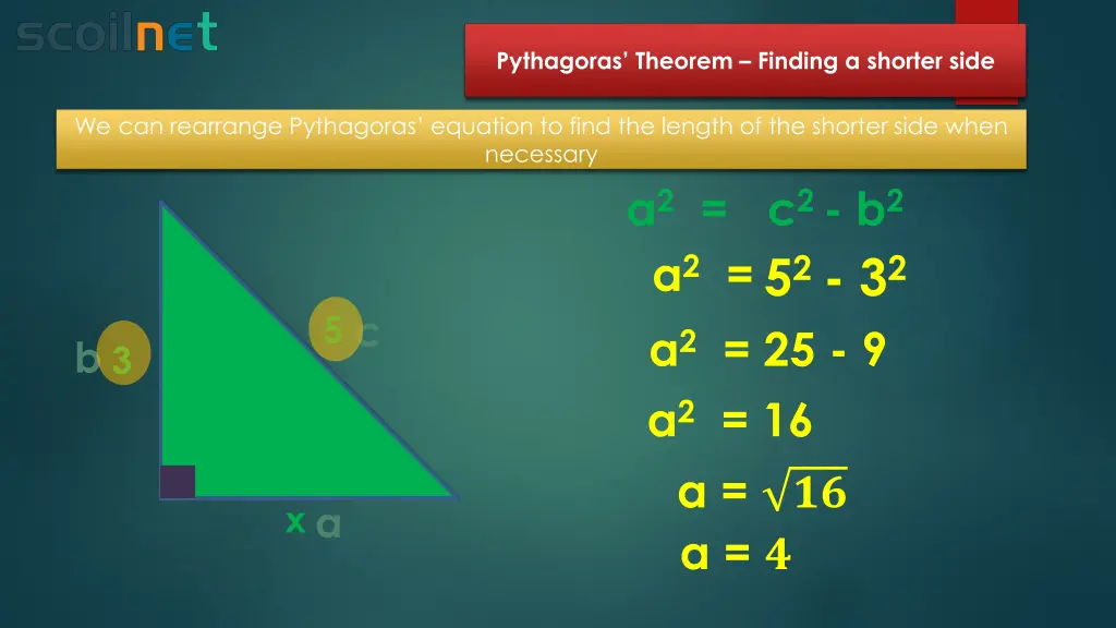 pythagoras theorem finding a shorter side 1