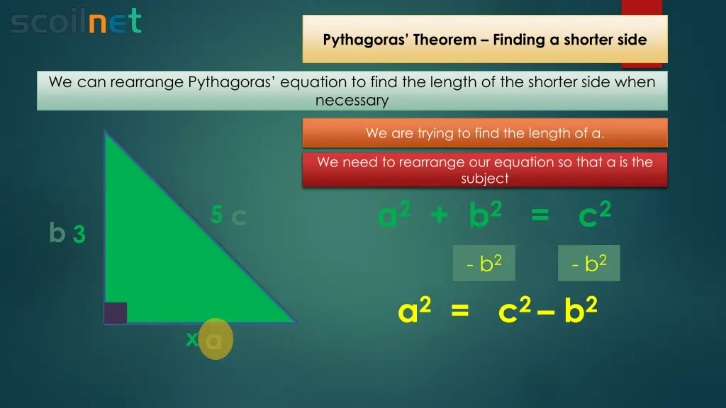 pythagoras theorem finding a shorter side