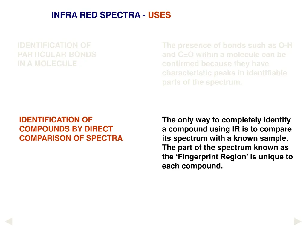 infra red spectra uses 1