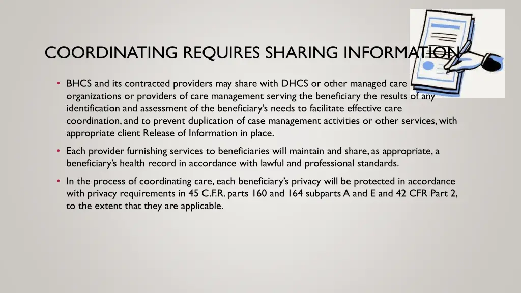 coordinating requires sharing information