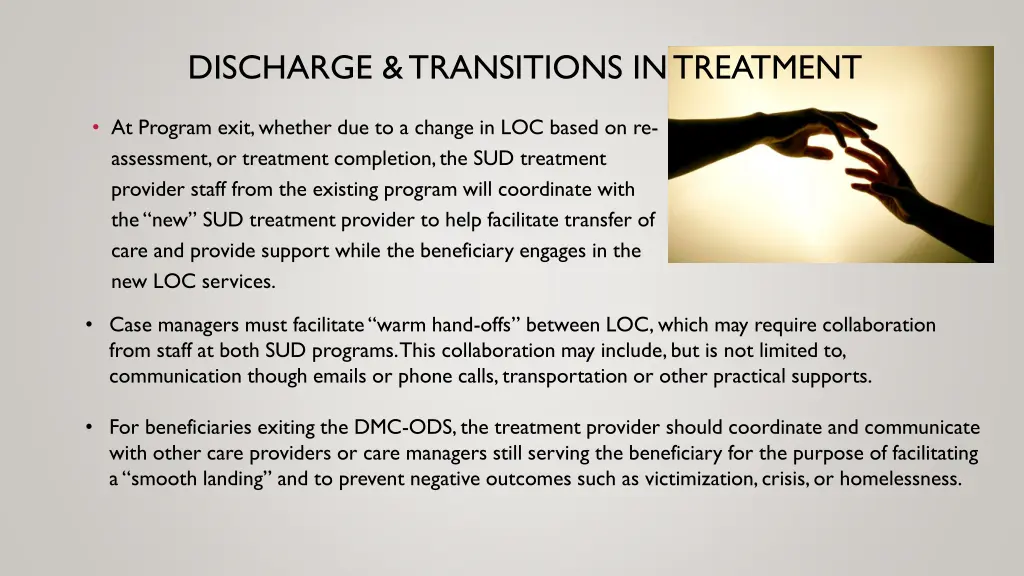 discharge transitions in treatment