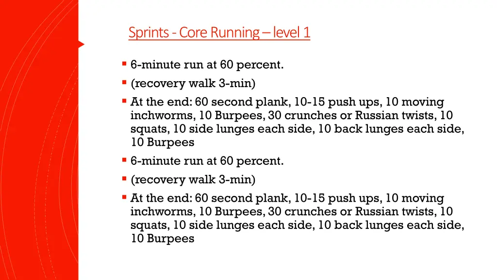 sprints core running level 1