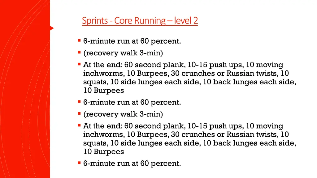 sprints core running level 2