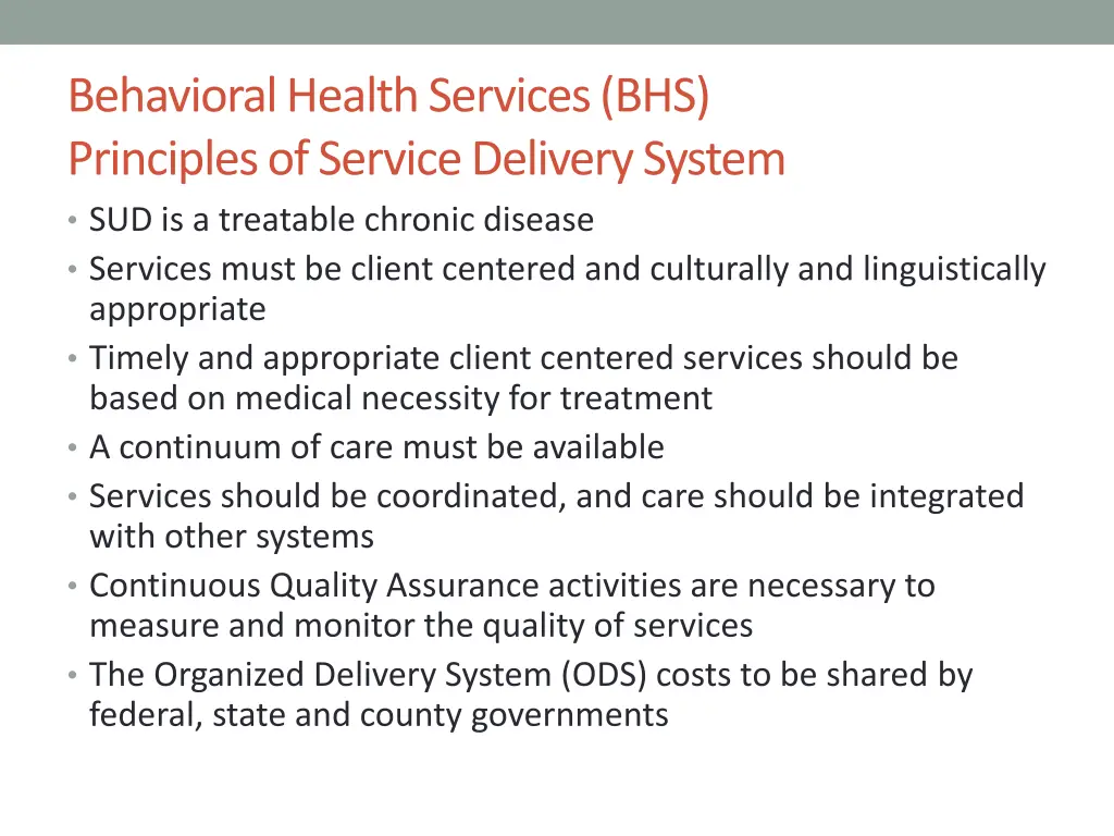 behavioral health services bhs principles