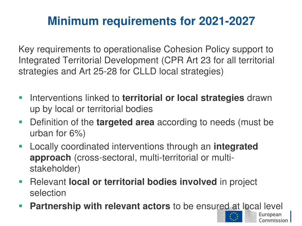 minimum requirements for 2021 2027