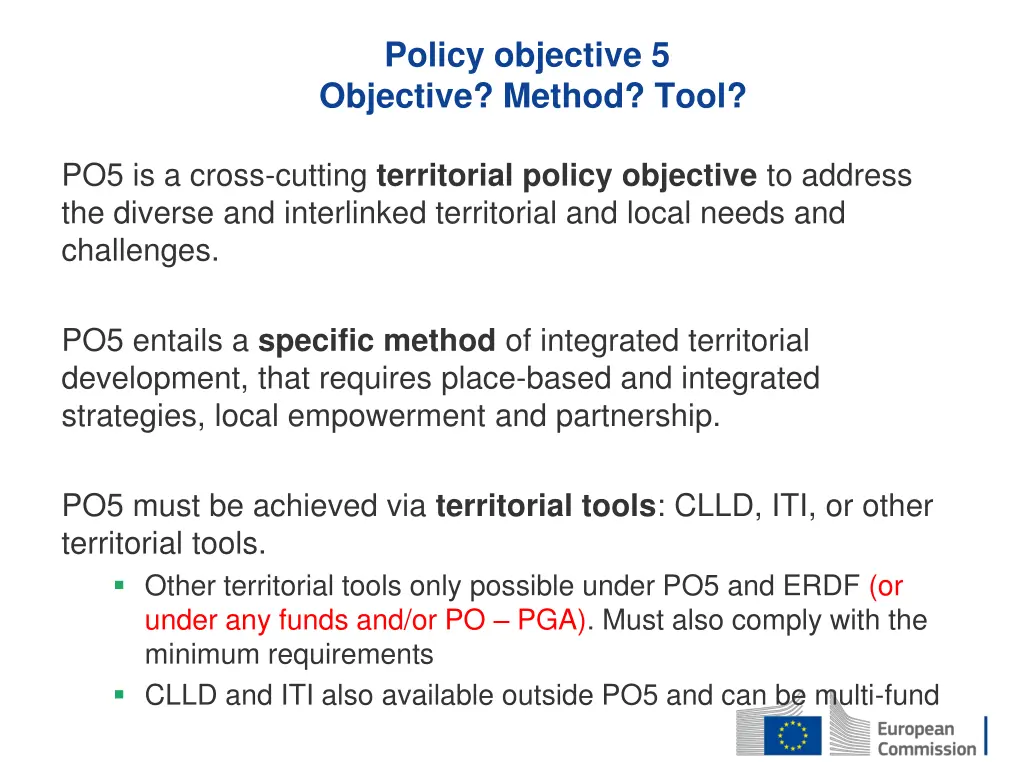 policy objective 5 objective method tool