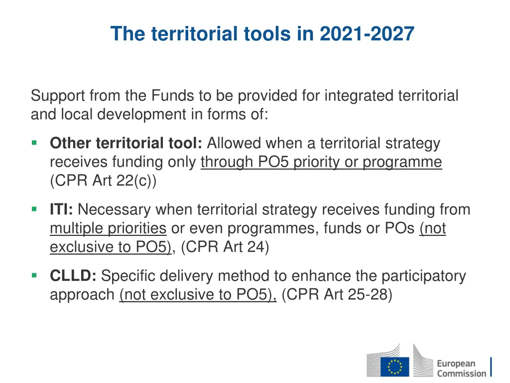 the territorial tools in 2021 2027