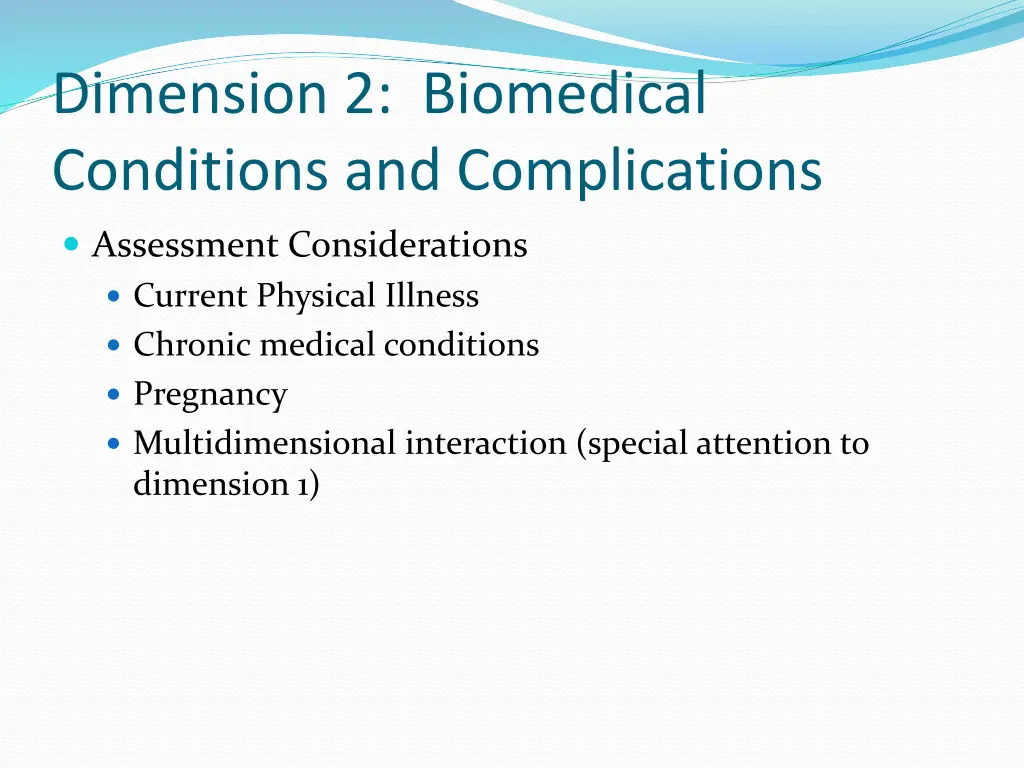 dimension 2 biomedical conditions