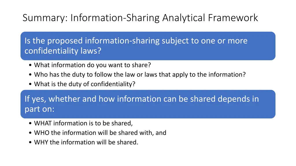 summary information sharing analytical framework