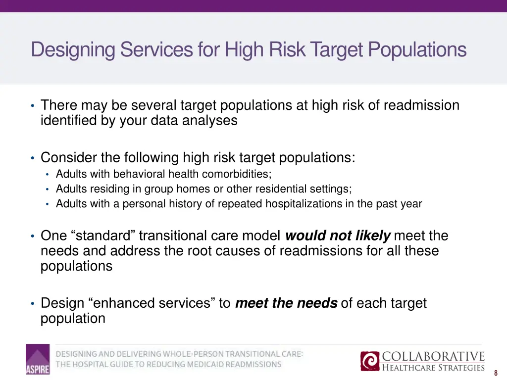 designing services for high risk target