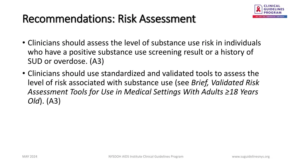 recommendations risk assessment recommendations