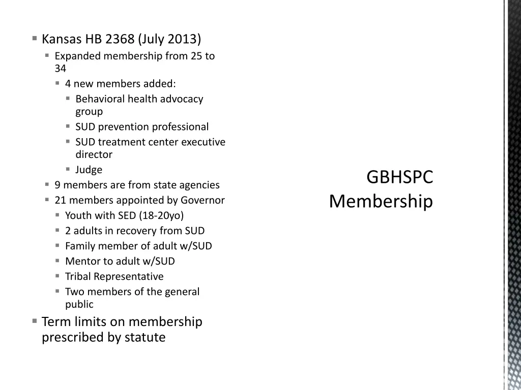 kansas hb 2368 july 2013 expanded membership from