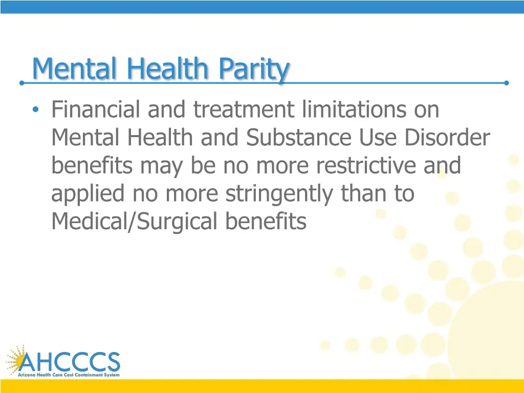 mental health parity financial and treatment